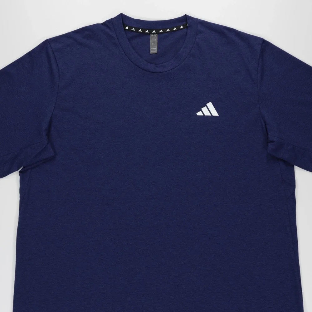 Adidas Men's Crew Neck Short Sleeve Feel Ready Training Tee Dark‎ Blue Size L - Picture 2 of 8